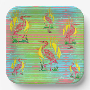 Plato De Papel Aves tropicales