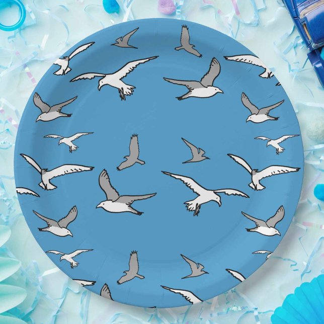 Plato De Papel Aves - una bandada de gaviotas (Subido por el creador)