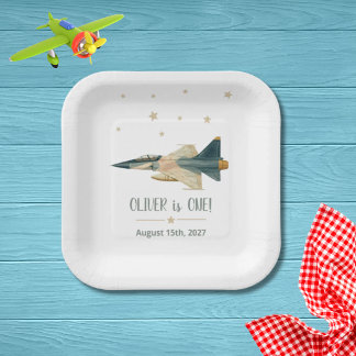 Plato De Papel Avión de combate de reacción niño cumpleaños prime