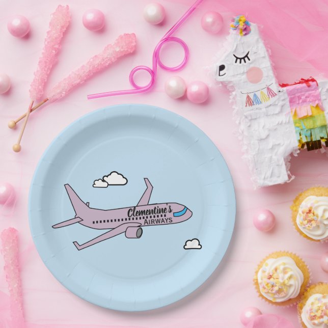 Plato De Papel Avión personalizable  (Fiesta)