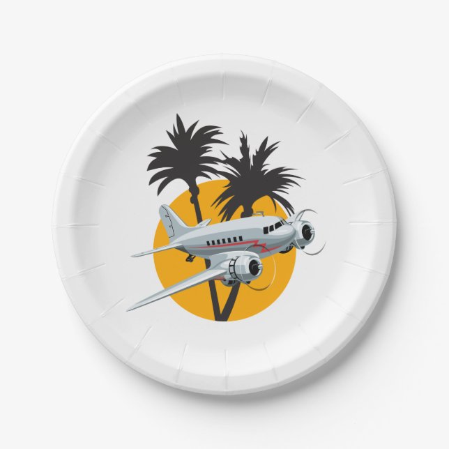 Plato De Papel avión retro personalizado (Anverso)