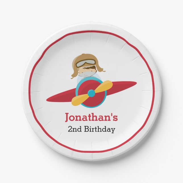 Plato De Papel Avión rojo con placas piloto de papel (Anverso)