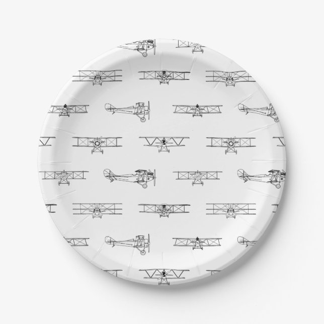 Plato De Papel Aviones de época PERSONALIZADO temática de aviació (Anverso)