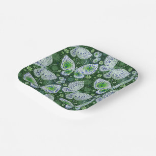 Plato De Papel Away Paisley Butterfly Print Green