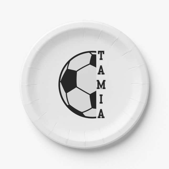 Plato De Papel Awesome Nombre Personalizado Soccer Ball Sports (Anverso)