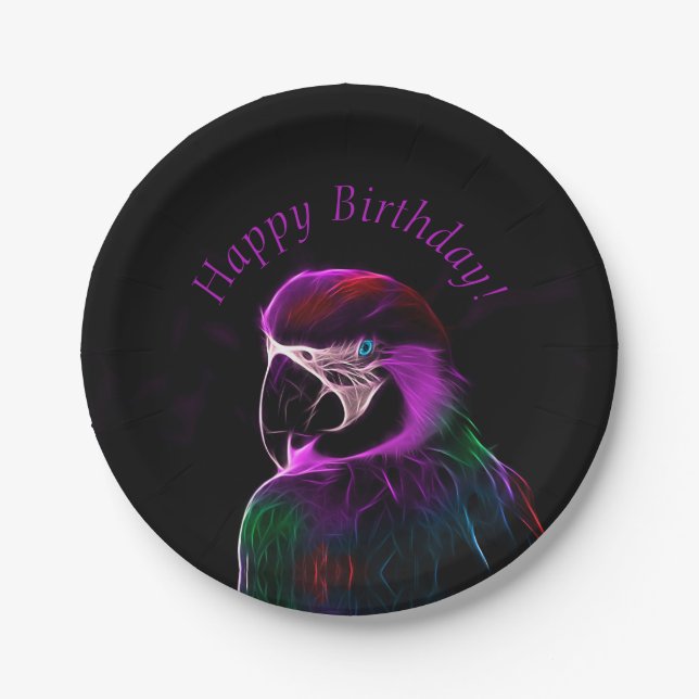 Plato De Papel Awesome Plum Glow Parrot (Anverso)
