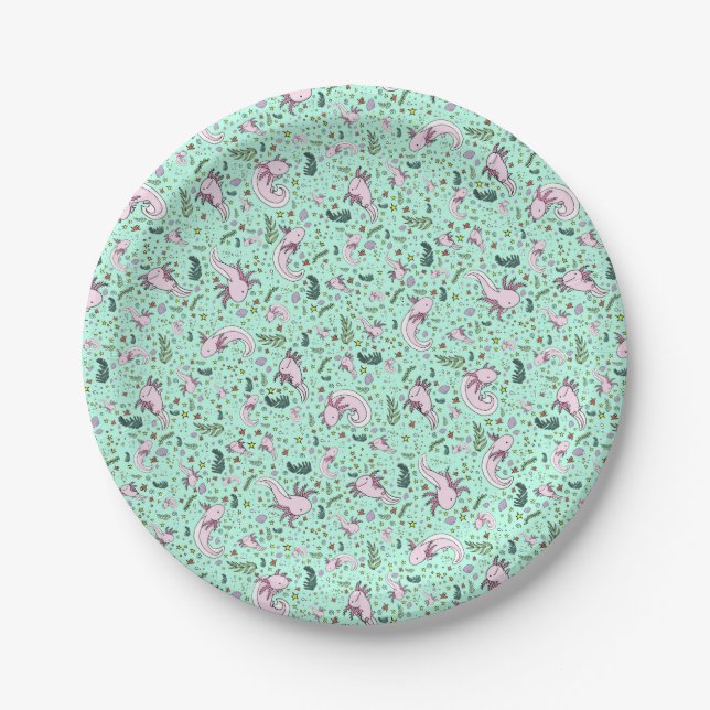 Plato De Papel Axolotl en verde (Anverso)