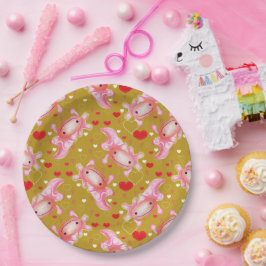 Plato De Papel Axolotl Love mostard 