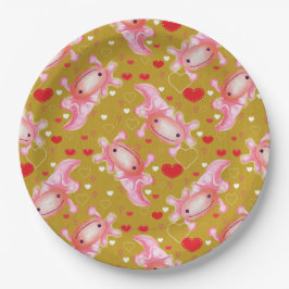 Plato De Papel Axolotl Love mostard 