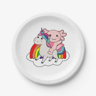 Plato De Papel Axolotl Unicornio Animales Arcoiris Unicornios Uni