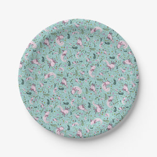 Plato De Papel Axolotls en azul