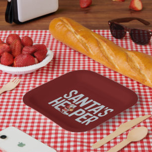 Plato De Papel Ayudante de Santa Navidad