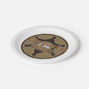 Plato De Papel Ayudante del sheriff del vintage