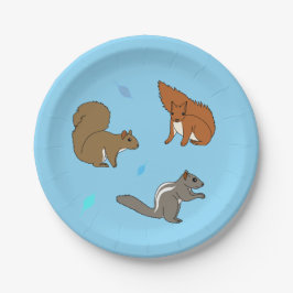 Plato De Papel Azul ardilla