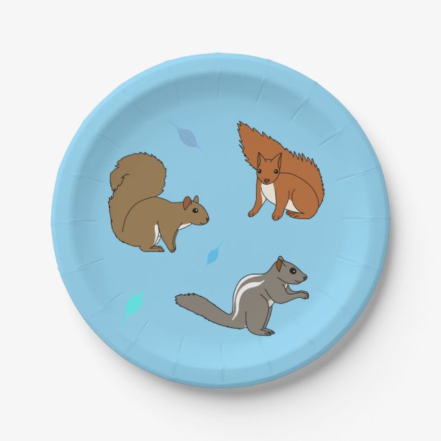 Plato De Papel Azul ardilla (Anverso)