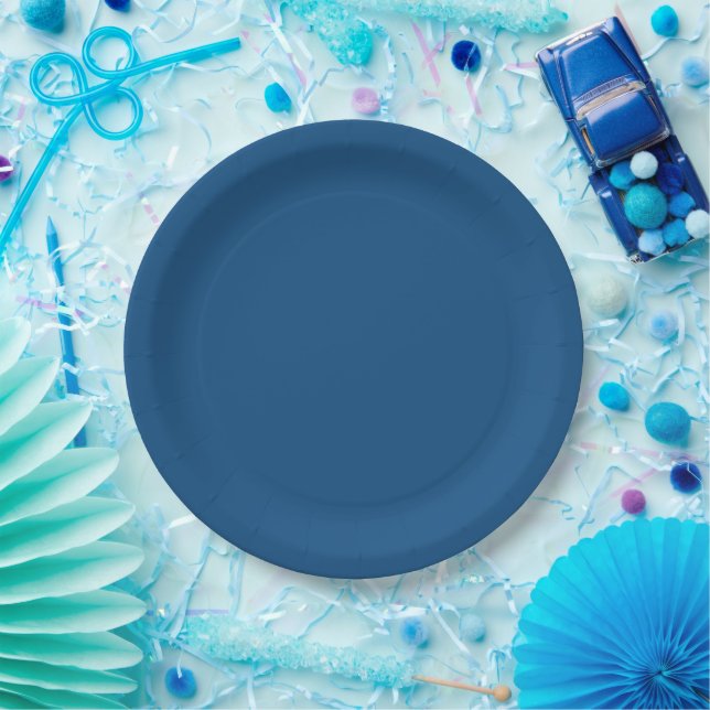 Plato De Papel Azul Azure de Color Sólido (Fiesta)