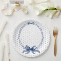 Azul Blanco Lunares Vintage Elegante 