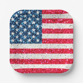 Plato De Papel Azul blanco rojo Patriótico Norteamericano Fiesta 
