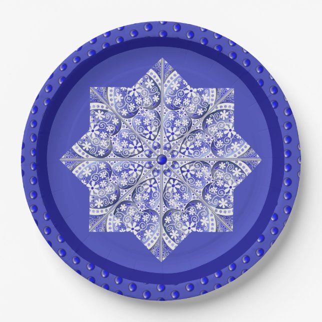 Plato De Papel Azul cerámico de Grecia (Anverso)