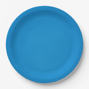 Plato De Papel Azul ceruleano brillante con textura de grano