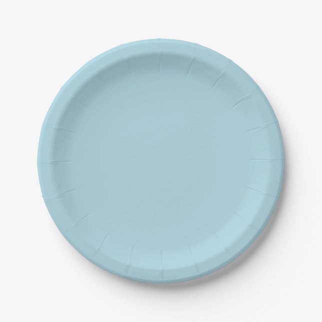 Plato De Papel Azul Claro Color Sólido (Anverso)