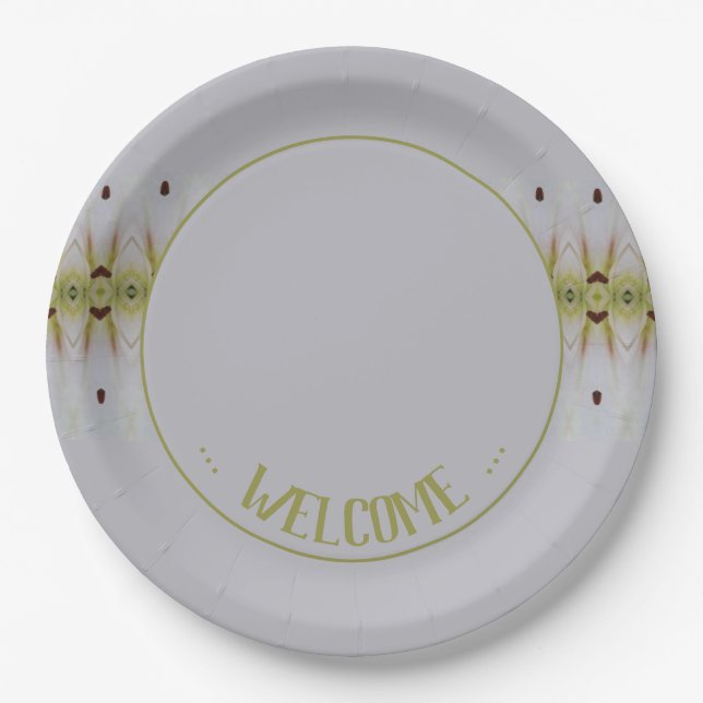 Plato De Papel Azul claro con verde limón (Anverso)