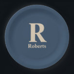 Plato De Papel Azul Clásico Y Vainilla Nombre/Primera/Familia<br><div class="desc">Haga especial su pequeño día con nuestras "Happy 3rd Birthday Paper Plates". Estas placas presentan un gráfico festivo y vibrante con globos coloridos,  que crean el escenario para una celebración memorable. ¡Pida nuestras "Felices Placas de Papel de Tercer Cumpleaños"!</div>