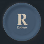 Plato De Papel Azul Clásico Y Vainilla Nombre/Primera/Familia<br><div class="desc">Haga especial su pequeño día con nuestras "Happy 3rd Birthday Paper Plates". Estas placas presentan un gráfico festivo y vibrante con globos coloridos,  que crean el escenario para una celebración memorable. ¡Pida nuestras "Felices Placas de Papel de Tercer Cumpleaños"!</div>