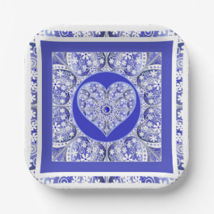 Plato De Papel Azul de encaje cerámico de Grecia