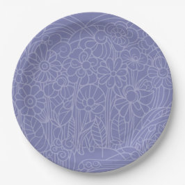 Plato De Papel Azul de flores