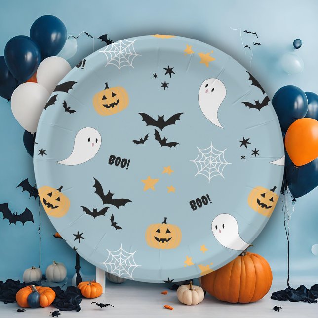 Plato De Papel Azul de Halloween (Subido por el creador)