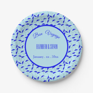 Plato De Papel azul de sombrilla de playa repetidor patrón bon v
