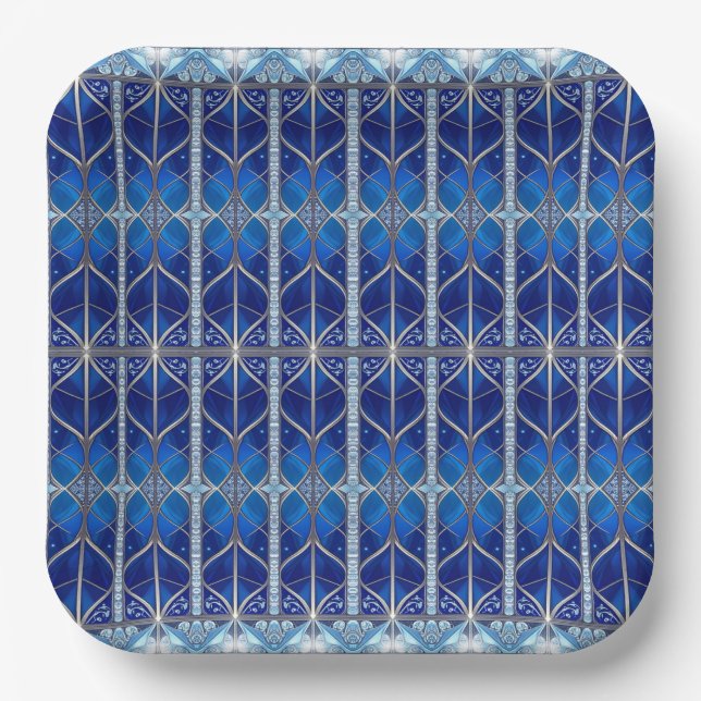 Plato de Papel Azul Decorativo (Anverso)