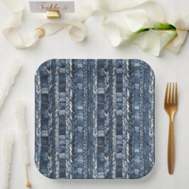 Plato De Papel Azul Dolorido Y Con Rastreo Jean Denim