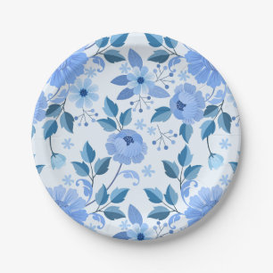 Plato De Papel Azul floral vintage