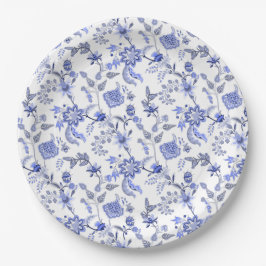 Plato De Papel Azul francés