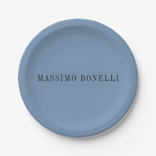 Plato De Papel Azul Gris Minimalista Legible Moderno Plano
