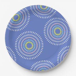 Plato De Papel Azul japonés de fuegos artificiales