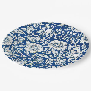 Plato De Papel Azul Mallow vintage patrón Mug