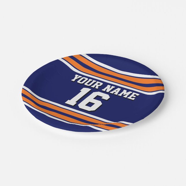 Plato De Papel Azul marino con franjas blancas Naranja Jersey (Angular)