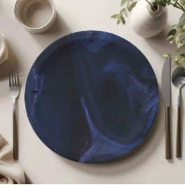 Plato de Papel Azul Marino Elegante