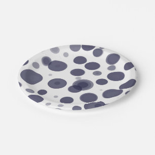 Plato De Papel Azul Marino Moderno y Burbujas de Lunares Blancos