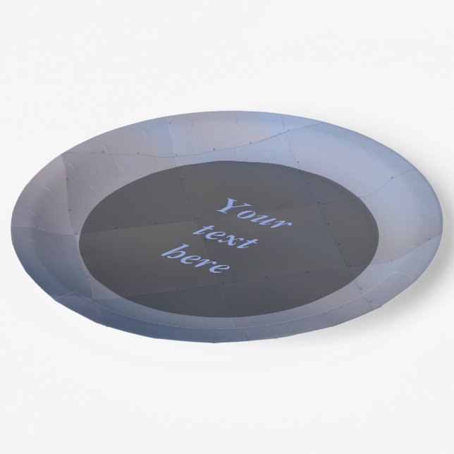 Plato De Papel Azul metalizado a cuadros moderno brillante (Angular)