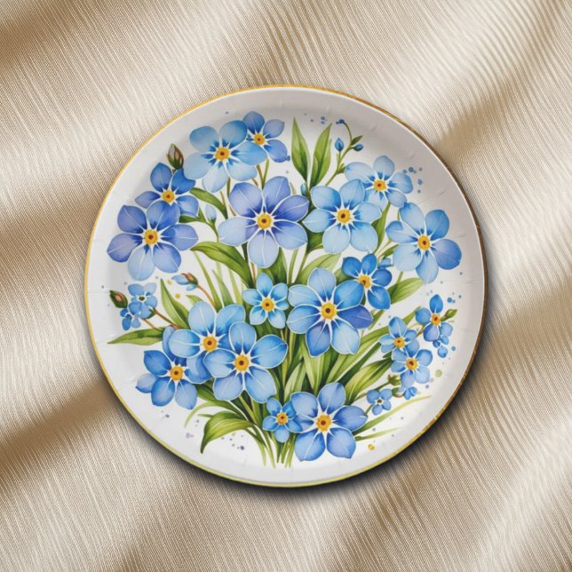 Plato De Papel Azul Olvídame No Flores Elegante (Subido por el creador)