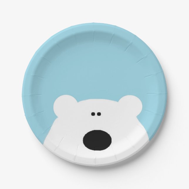 Plato De Papel Azul oso polar (Anverso)