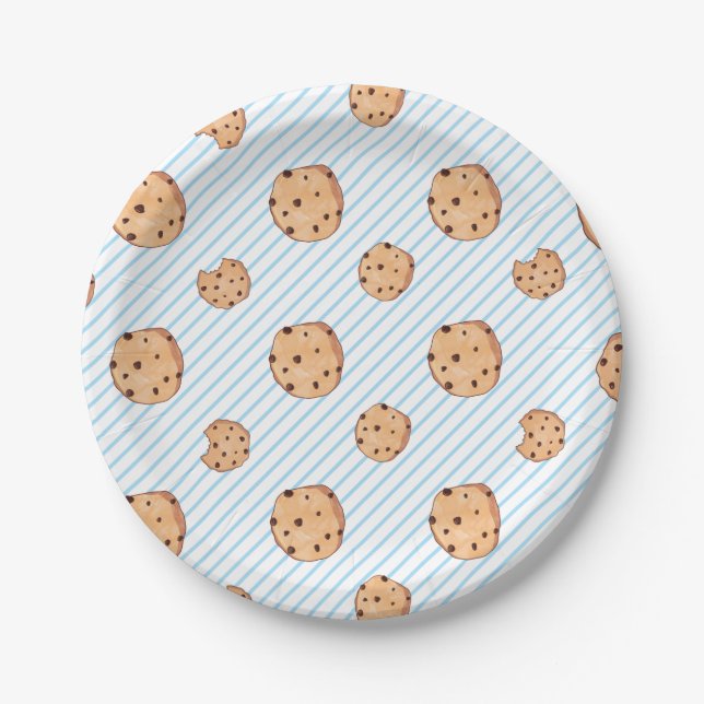 Plato de papel azul para cumpleaños con leche y ga (Anverso)