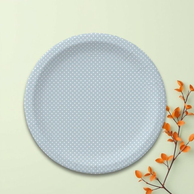 Plato De Papel Azul Pastel Simple de Lunares (Subido por el creador)