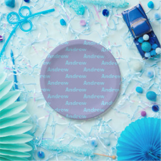 Plato De Papel Azul Personalizado