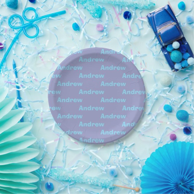 Plato De Papel Azul Personalizado (Fiesta)