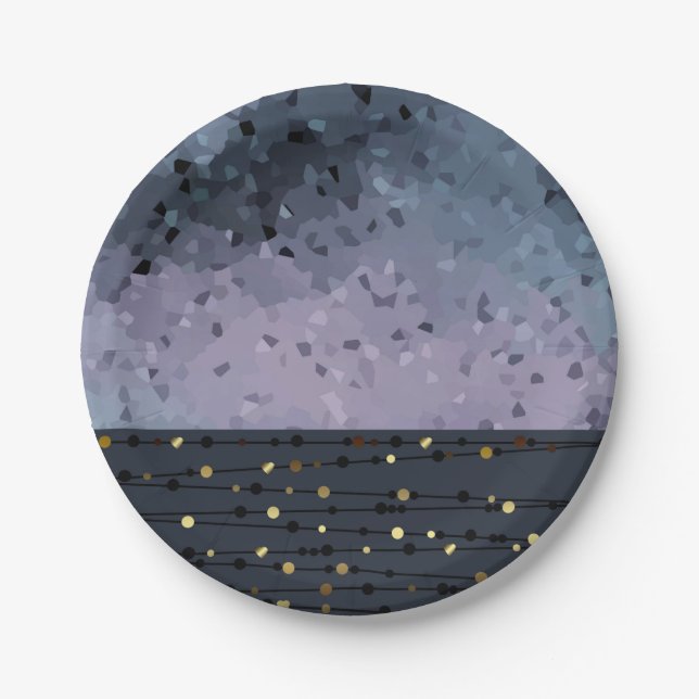 Plato De Papel Azul púrpura, abstracción (Anverso)